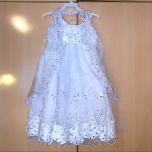 White flower girl/christening dress for baby size 2